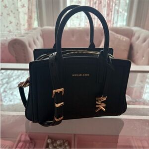 Michael Kors Black Leather Satchel with Gold Hardware
size extra small